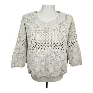 Moth Anthropologie Fisherman Knit Sweater Cropped‎ Chunky Basket Weave